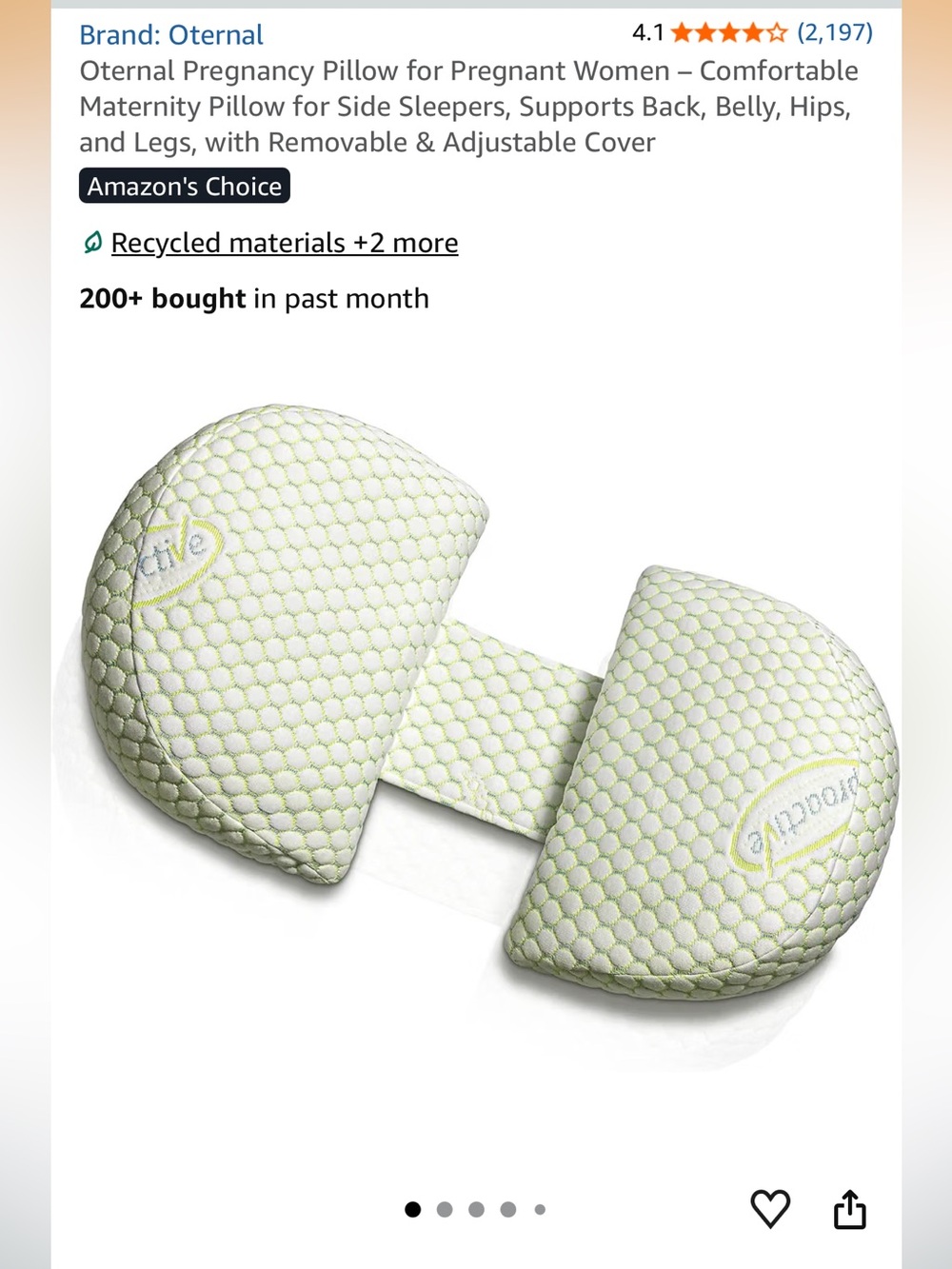 Pregnancy Pillow — Light Green
